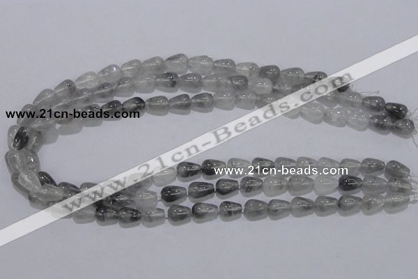 CCQ103 15.5 inches 8*12mm teardrop cloudy quartz beads wholesale