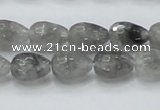 CCQ108 15.5 inches 10*14mm faceted teardrop cloudy quartz beads