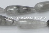 CCQ109 15.5 inches 10*30mm faceted teardrop cloudy quartz beads