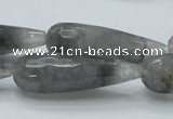 CCQ110 15.5 inches 12*40mm faceted teardrop cloudy quartz beads