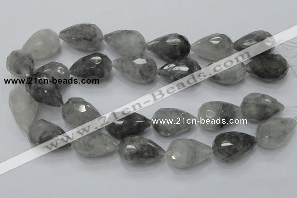 CCQ112 15.5 inches 20*30mm faceted teardrop cloudy quartz beads