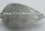 CCQ114 15.5 inches 30*50mm faceted teardrop cloudy quartz beads