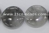 CCQ121 15.5 inches 25mm coin cloudy quartz beads wholesale