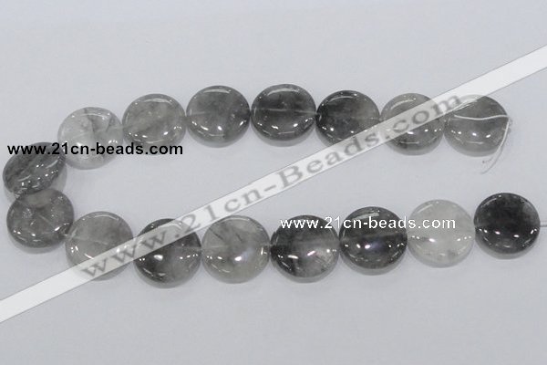 CCQ121 15.5 inches 25mm coin cloudy quartz beads wholesale