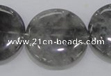 CCQ122 15.5 inches 35mm coin cloudy quartz beads wholesale