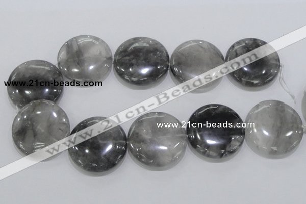 CCQ123 15.5 inches 40mm coin cloudy quartz beads wholesale