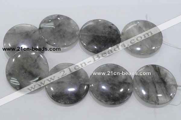 CCQ124 15.5 inches 50mm coin cloudy quartz beads wholesale