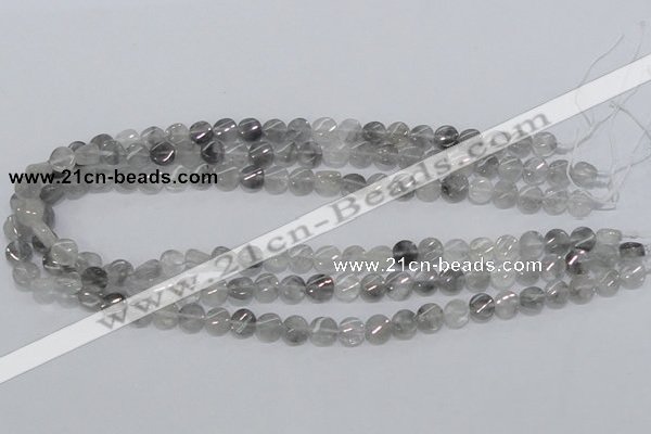 CCQ125 15.5 inches 8mm twisted coin cloudy quartz beads wholesale