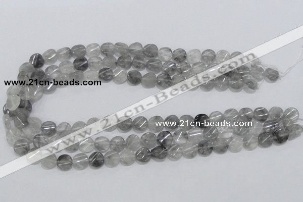 CCQ126 15.5 inches 10mm twisted coin cloudy quartz beads wholesale