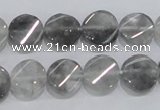 CCQ127 15.5 inches 12mm twisted coin cloudy quartz beads wholesale