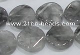 CCQ129 15.5 inches 20mm twisted coin cloudy quartz beads wholesale