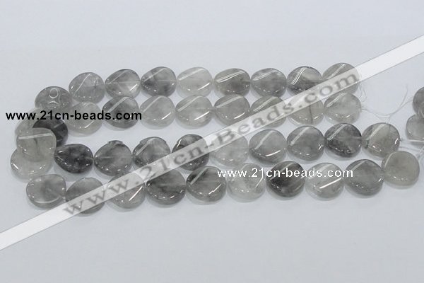 CCQ129 15.5 inches 20mm twisted coin cloudy quartz beads wholesale