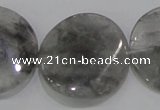 CCQ131 15.5 inches 30mm twisted coin cloudy quartz beads wholesale