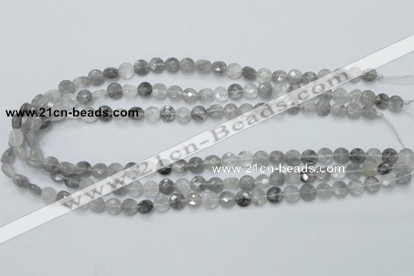 CCQ133 15.5 inches 8mm faceted coin cloudy quartz beads wholesale