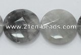 CCQ138 15.5 inches 25mm faceted coin cloudy quartz beads wholesale