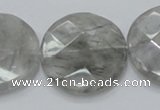 CCQ139 15.5 inches 30mm faceted coin cloudy quartz beads wholesale