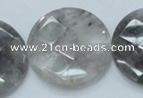 CCQ140 15.5 inches 35mm faceted coin cloudy quartz beads wholesale