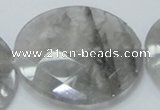 CCQ142 15.5 inches 50mm faceted coin cloudy quartz beads wholesale