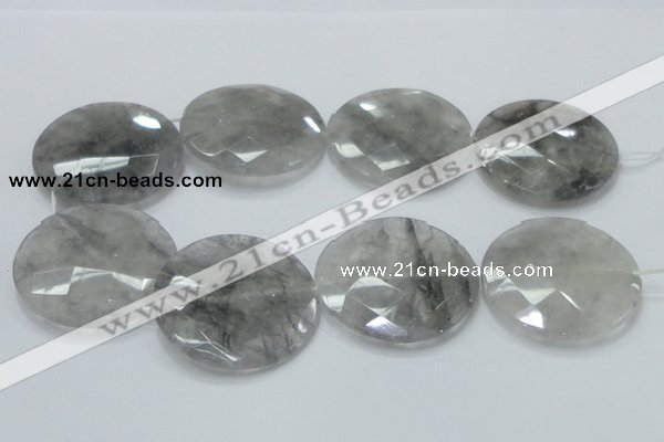 CCQ142 15.5 inches 50mm faceted coin cloudy quartz beads wholesale