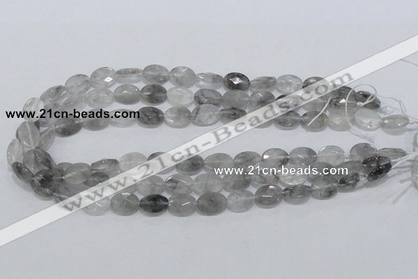 CCQ153 15.5 inches 10*14mm faceted oval cloudy quartz beads wholesale