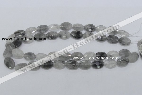 CCQ154 15.5 inches 13*18mm faceted oval cloudy quartz beads wholesale