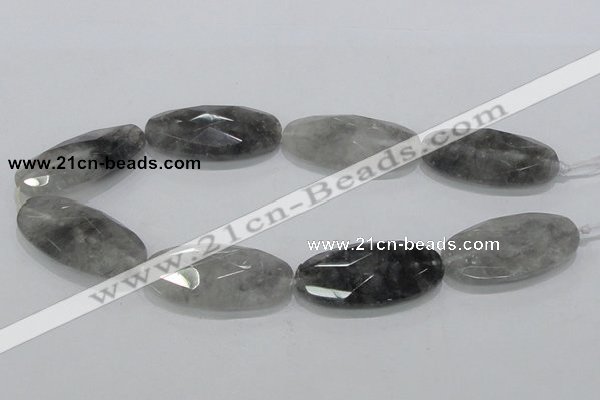 CCQ159 15.5 inches 25*50mm faceted oval cloudy quartz beads wholesale