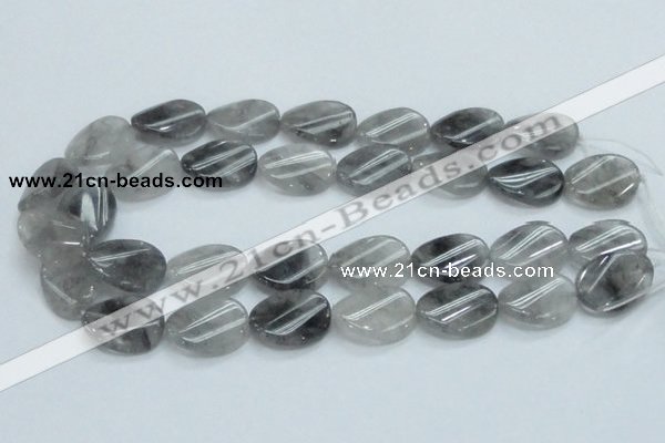 CCQ161 15.5 inches 20*25mm twisted oval cloudy quartz beads wholesale