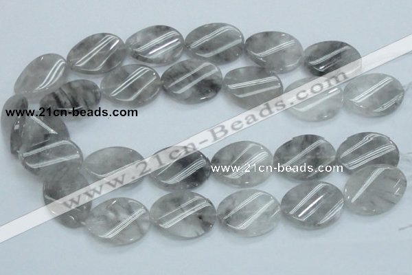 CCQ162 15.5 inches 23*30mm twisted oval cloudy quartz beads wholesale