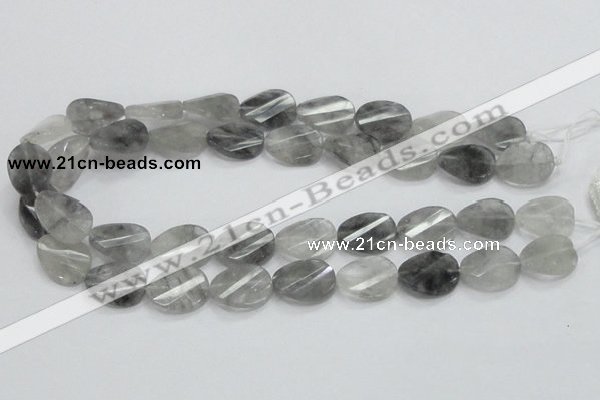 CCQ165 15.5 inches 12*20mm twisted & faceted oval cloudy quartz beads