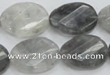 CCQ166 15.5 inches 18*25mm twisted & faceted oval cloudy quartz beads