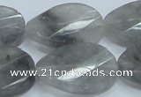 CCQ167 15.5 inches 22*30mm twisted & faceted oval cloudy quartz beads