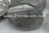 CCQ168 15.5 inches 30*40mm twisted & faceted oval cloudy quartz beads