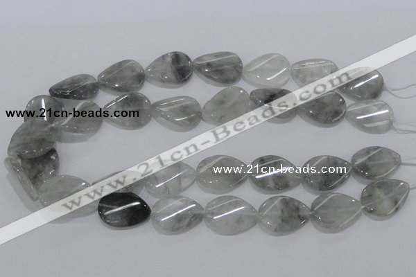 CCQ170 15.5 inches 18*25mm twisted flat teardrop cloudy quartz beads