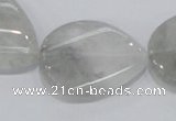 CCQ171 15.5 inches 22*30mm twisted flat teardrop cloudy quartz beads