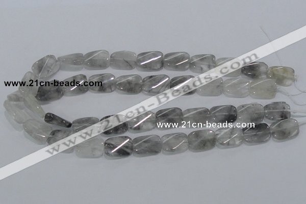 CCQ181 15.5 inches 13*19mm twisted rectangle cloudy quartz beads