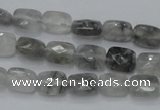 CCQ184 15.5 inches 8*10mm faceted rectangle cloudy quartz beads