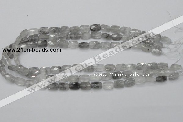 CCQ185 15.5 inches 8*12mm faceted rectangle cloudy quartz beads