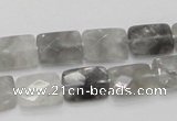 CCQ186 15.5 inches 10*14mm faceted rectangle cloudy quartz beads