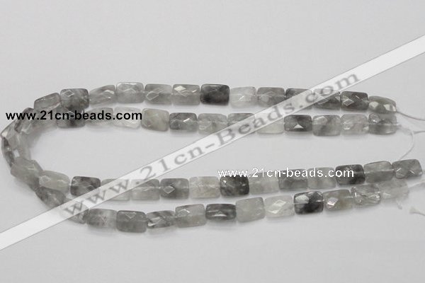 CCQ186 15.5 inches 10*14mm faceted rectangle cloudy quartz beads