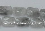 CCQ187 15.5 inches 14*18mm faceted rectangle cloudy quartz beads