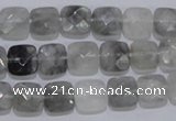 CCQ197 15.5 inches 8*8mm faceted square cloudy quartz beads