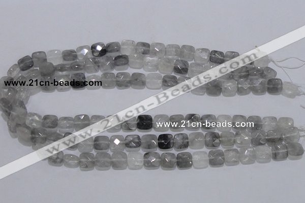CCQ197 15.5 inches 8*8mm faceted square cloudy quartz beads