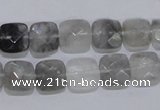 CCQ198 15.5 inches 10*10mm faceted square cloudy quartz beads