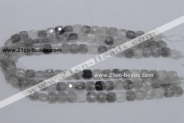 CCQ198 15.5 inches 10*10mm faceted square cloudy quartz beads