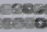 CCQ199 15.5 inches 12*12mm faceted square cloudy quartz beads