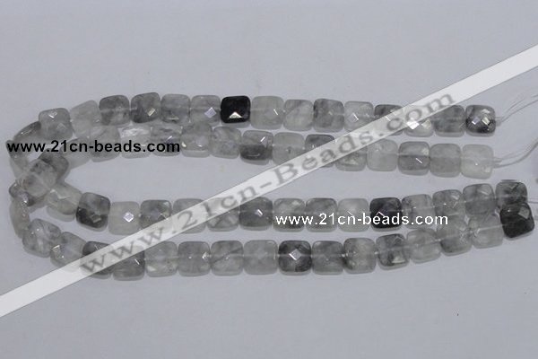 CCQ199 15.5 inches 12*12mm faceted square cloudy quartz beads