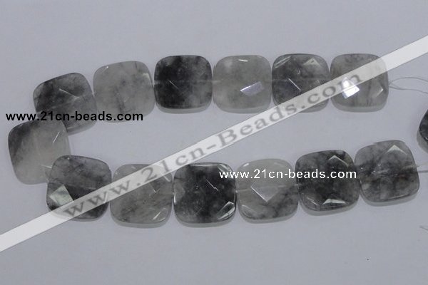 CCQ201 15.5 inches 30*30mm faceted square cloudy quartz beads