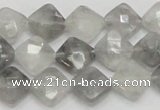 CCQ208 15.5 inches 10*10mm faceted diamond cloudy quartz beads