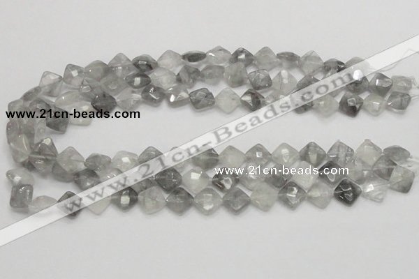 CCQ208 15.5 inches 10*10mm faceted diamond cloudy quartz beads