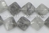 CCQ209 15.5 inches 12*12mm faceted diamond cloudy quartz beads